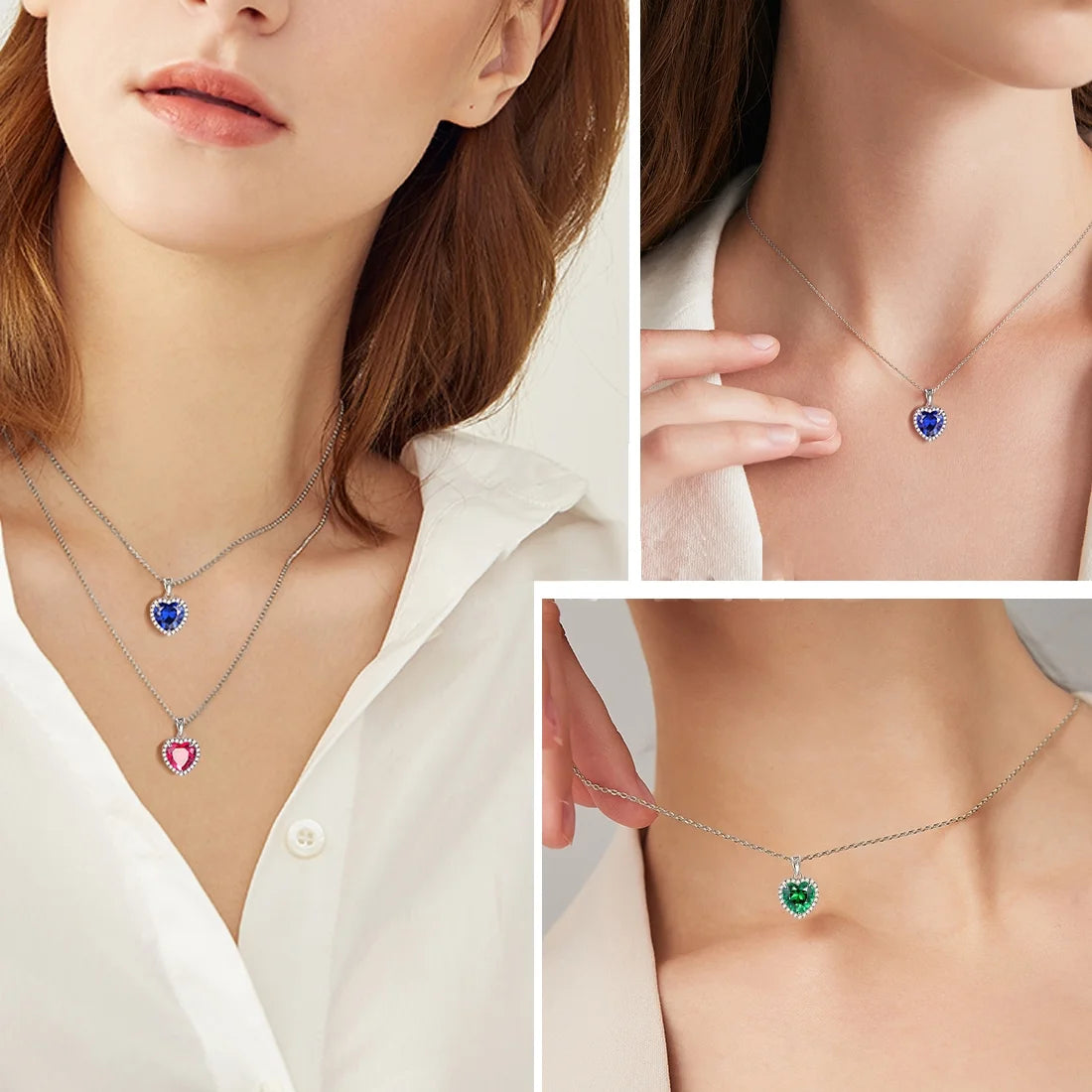 May Birthstone Jewelry Sets for Women, Green Heart Jewelry Set Emerald Necklace Earrings 925 Sterling Silver Fine Jewelry Birthday Mother'S Day Gifts