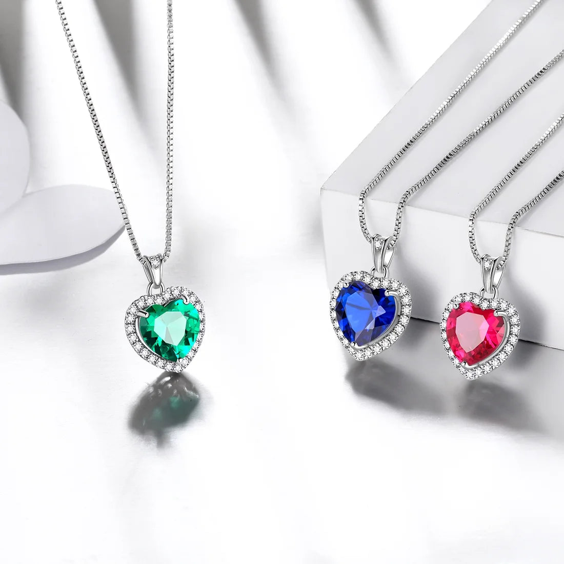 May Birthstone Jewelry Sets for Women, Green Heart Jewelry Set Emerald Necklace Earrings 925 Sterling Silver Fine Jewelry Birthday Mother'S Day Gifts