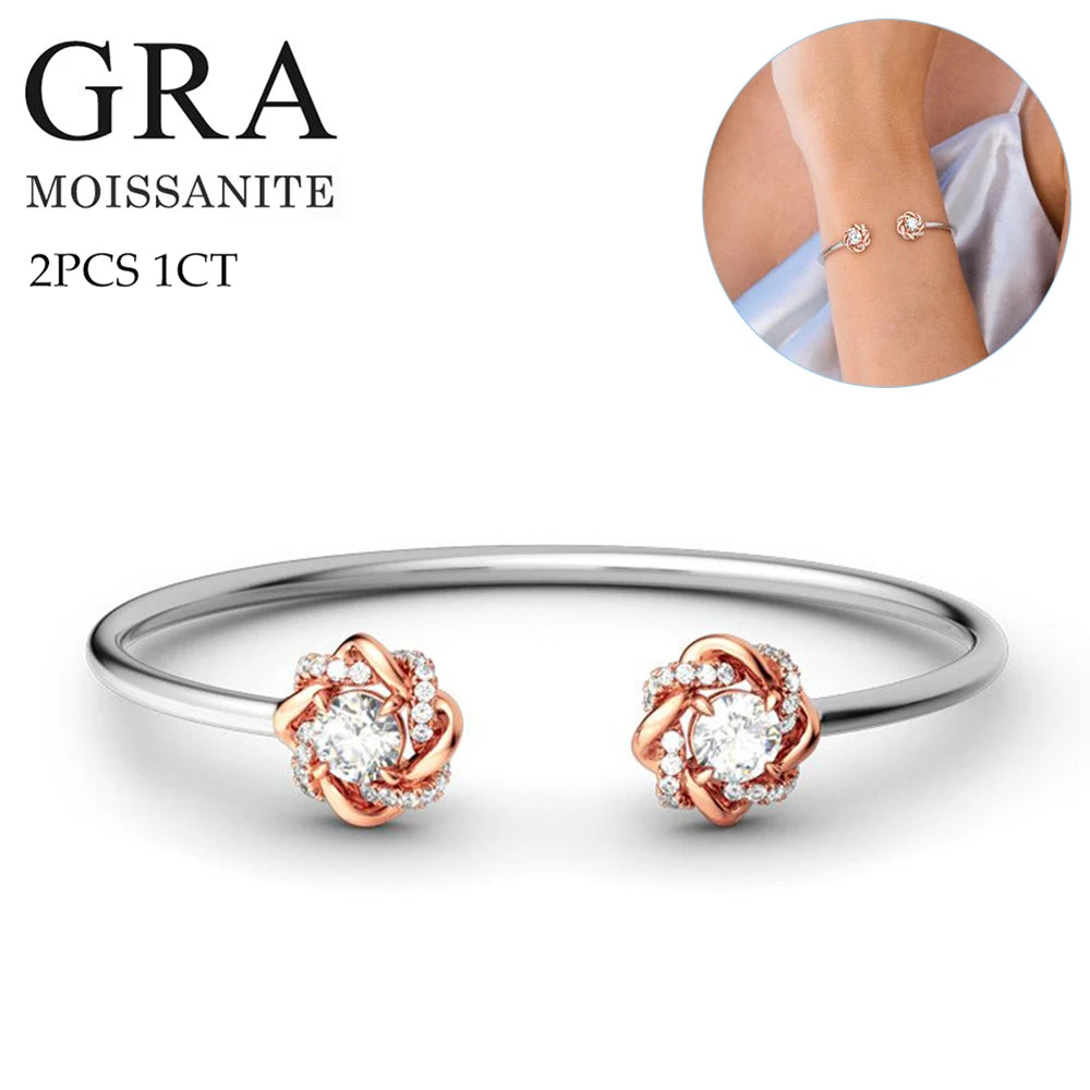 Original Moissanite Diamond Jewelry Sets for Women with Certificate Necklace Earrings Bangle Sets 925 Silver Wedding Luxury Gift